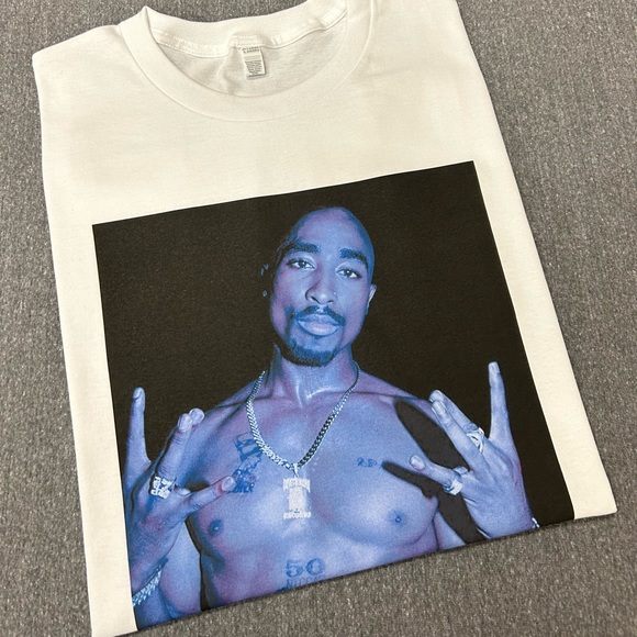 Tupac Shakur 2 Pac 1991Inc Striped T-Shirt Rap Hip Ho - Foto 10